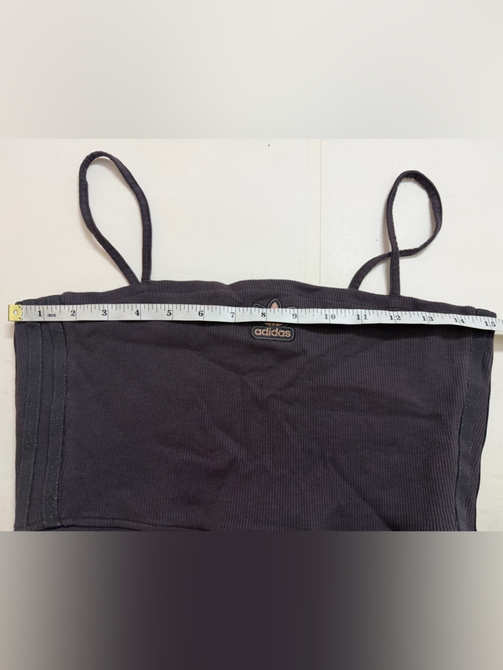 🆕Adidas - Retro Ribbed Spaghetti Strap Crop Top - Picture 9 of 10
